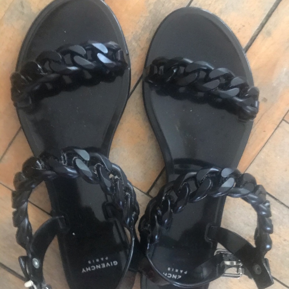 Givenchy Black Chain-Detail Flat Sandals